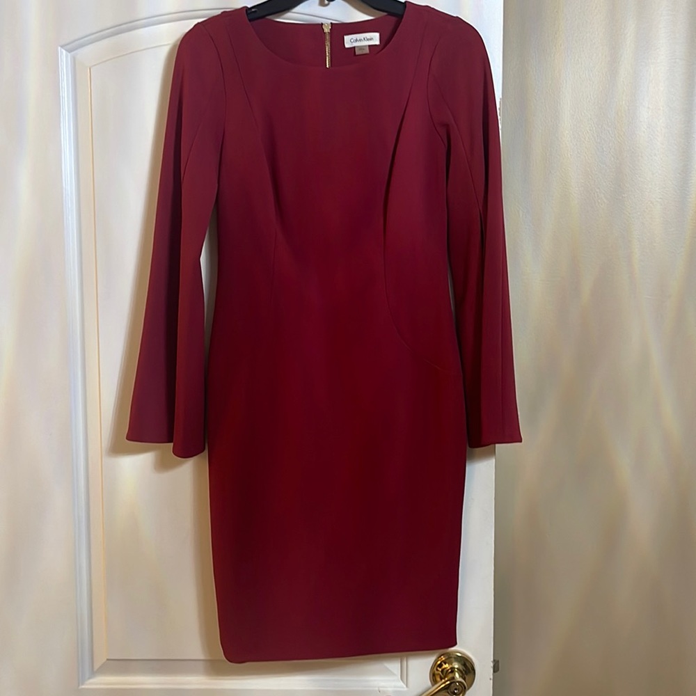 Calvin Klein maroon dress with arm slits